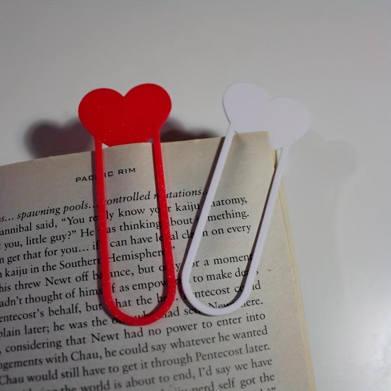 2PCS Creative Heart Bookmark - Glitter Page Marker, Durable Plastic Reader Book Accessories