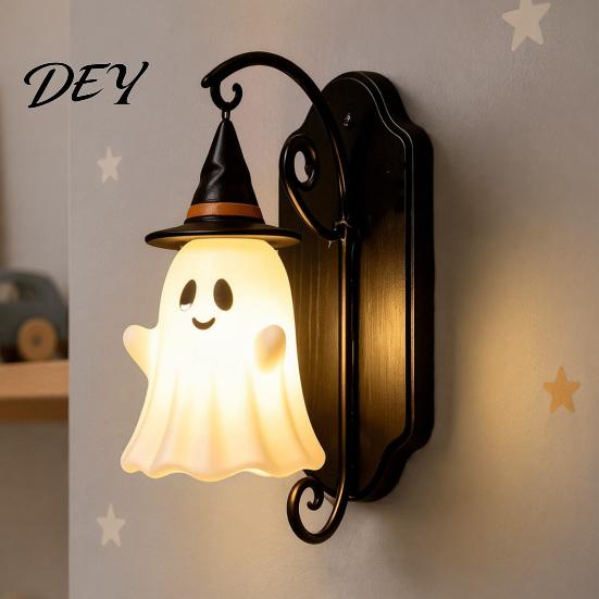 Personalisiertes Einweihungsgeschenk Niedliche Geister-Wandleuchte, Zaubererhut-Lampe, Dekorativer Einzigartiger Halloween-Lampenhalter für Hausflur Eingang Schlafzimmer Dekor