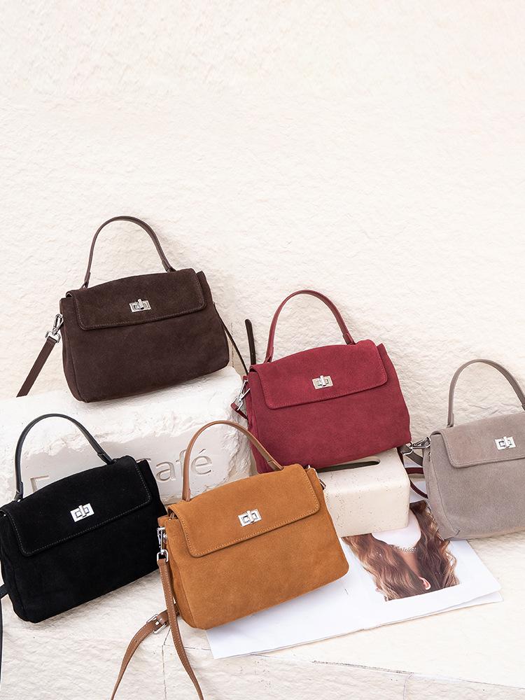 Women's Frosted Cowhide Large Capacity Crossbody Handbag - Autumn/Winter Fashion