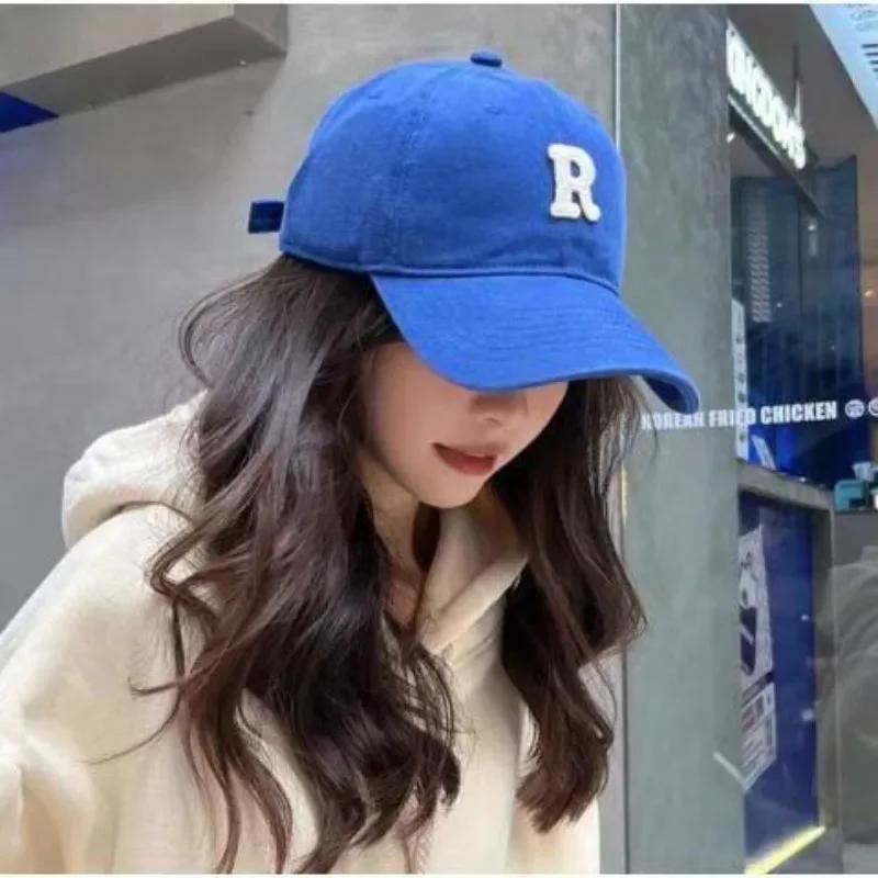 Large Head Circumference Baseball Cap Men's /Women's Dome Hat Soft Top Cap 60/65cm Sun Protection Letter R Hat Adult Caps