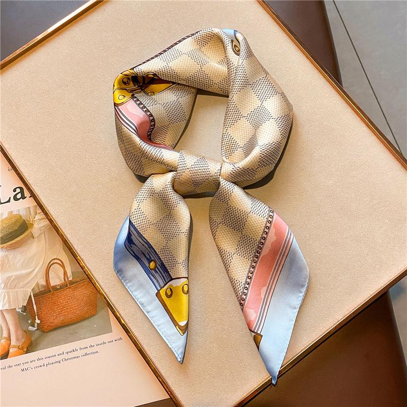 Fashion Luxury  70Cm Silk Square Scarf Women Satin Neck Tie Female Hair Bandana Headkerchief Shawl Wrap Hijab Echarpe