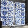 2pcs Traditional Mexican Floral Talavera Curtains   Polyester Semi-Sheer Panels   Machine Washable   Rod Pocket Hanging   Woven Fabr