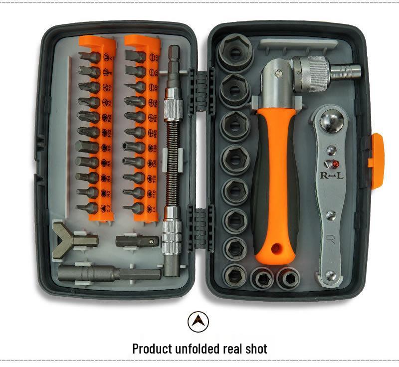 38-Piece Screwdriver & Ratchet Wrench Set - Extra Hard Household Tool Kit with Small Sockets