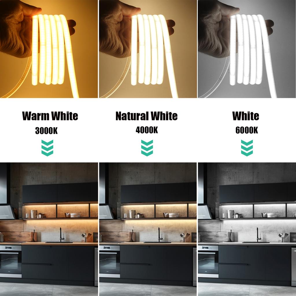 AC 220V COB Streifen 3000K 4000K 6000K Weiß IP65 Wasserdicht Heimdekor Flexibles Band LED Neonlicht