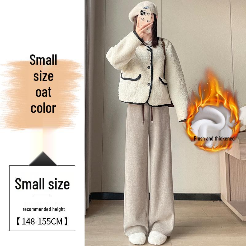 Cream-Colored Wide-Leg Cashmere Wool Sweatpants - 2026 Slim Fit Style for Autumn/Winter