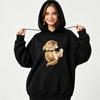 Unisex Hoodie Playful Orange Cat Graphic Print Pullover Oversized Sweatshirt Cute Animal Casual Streetwear Harajuku Y2K Hip Hop