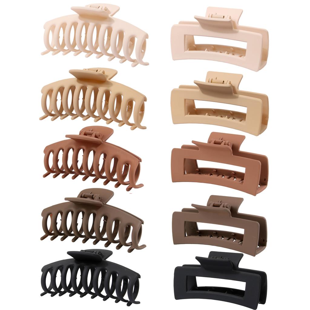 Matte Hair Clips for Women and Girls - Rectangle and Double Row Small Claw Clips for Thin/Medium Fine Hair - Nonslip Jaw Clips