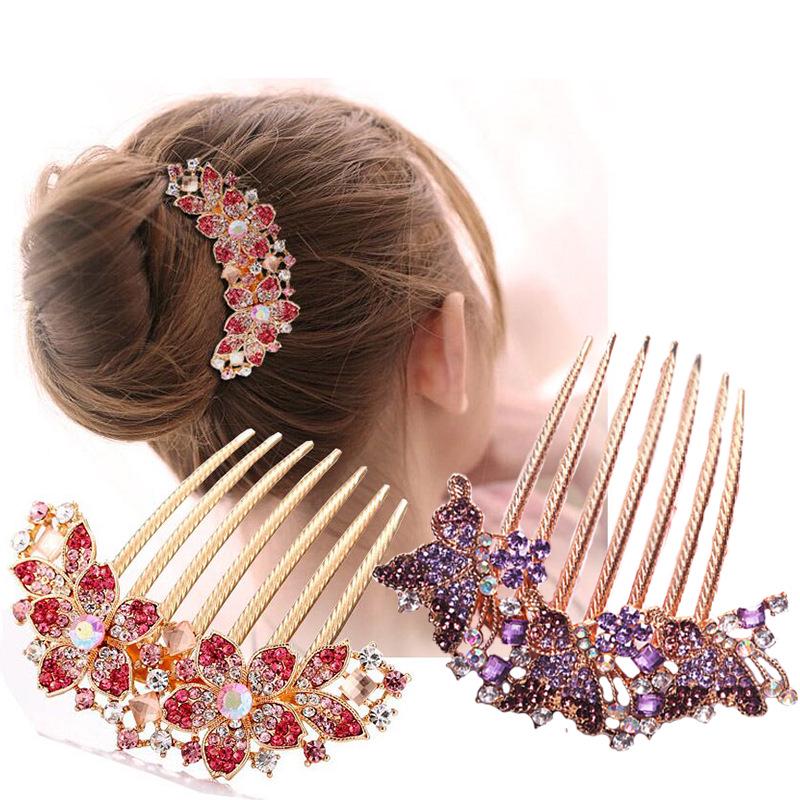 Μεταλλική Χτένα Μαλλιών με Επτά Δόντια και Στρας και Φουρκέτα - Κορεατικό Στυλ