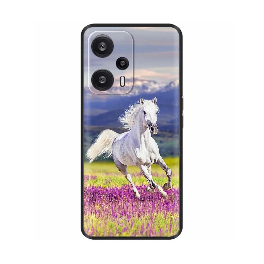 Black Silicone Case For Xiaomi Poco F5 Case For Poco F5 Pro Printed Phone Cover for Xiaomi Poco F5 5G PocoF5 Shockproof Shell