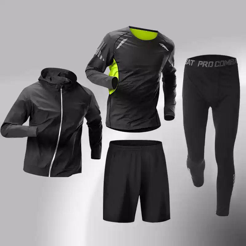 T5J Men's Quick-Dry Fitness Set: Running, Basketball, Football Training - Breathable, High-Elastic Sportswear for Autumn