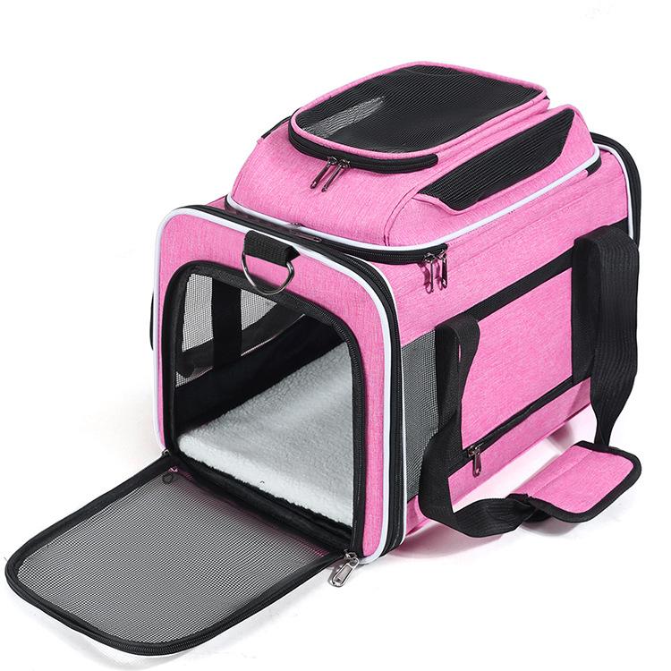 Foldable Pet Carrier Bag for Cats Small Dogs, Breathable Multi-Opening Soft Travel Tote with Padded Base and Safety Leash