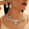 Vintage Alloy Necklace Earrings Set Shiny Crystal Exaggerated Design Premium Clavicle Chain Women