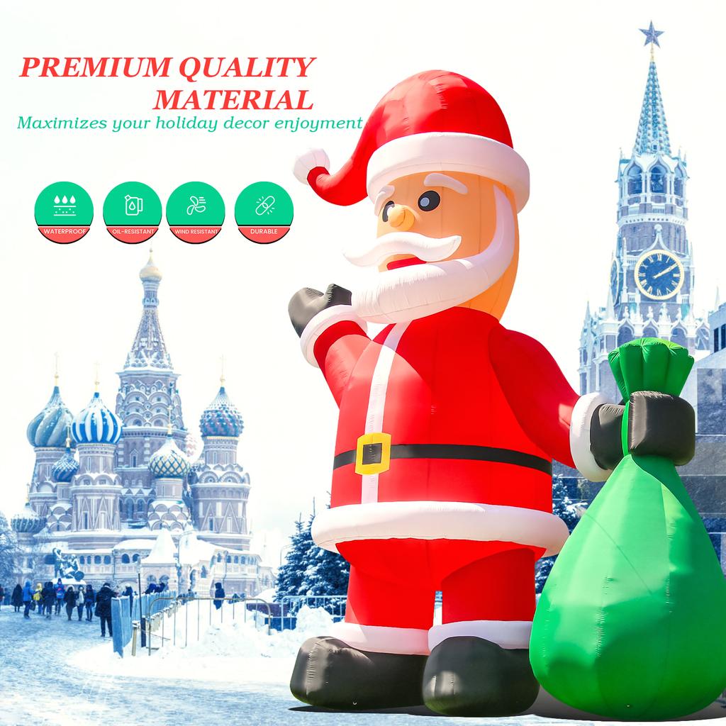 20/26/33/40FT Giant Inflatable Santa Claus Outdoor Christmas Decor Xmas Ornament Huge Blow Up Santa Claus with Light