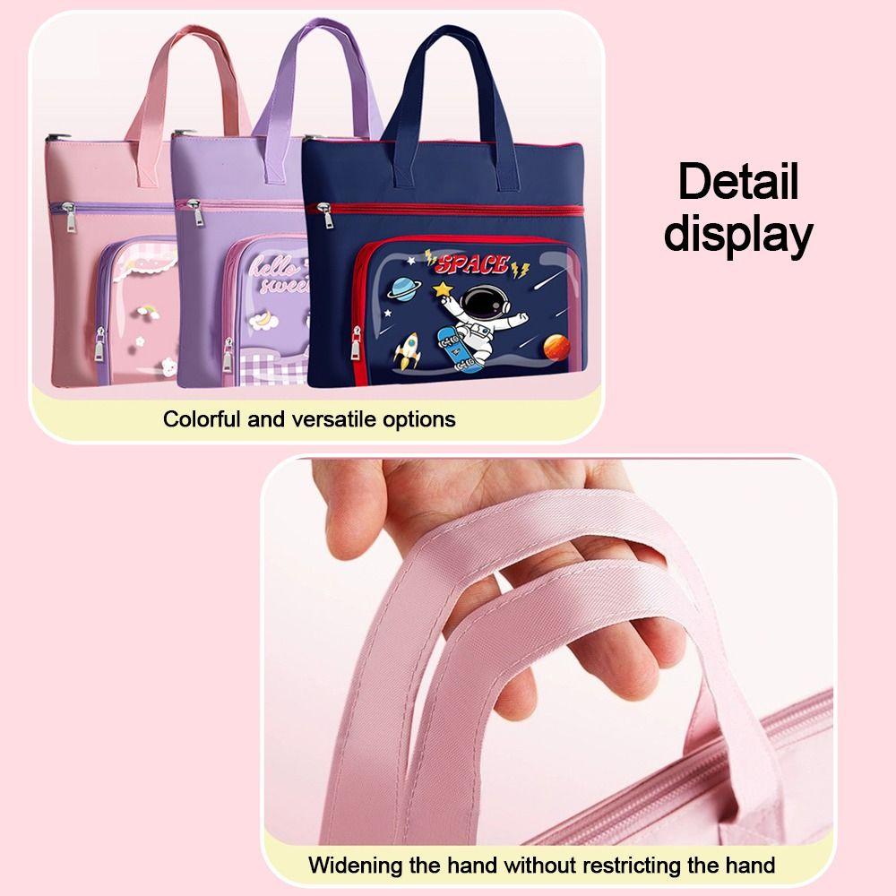 Cartoon Print Course Package 3-Layer Art Storage Bag New Tote School Bag  School Office