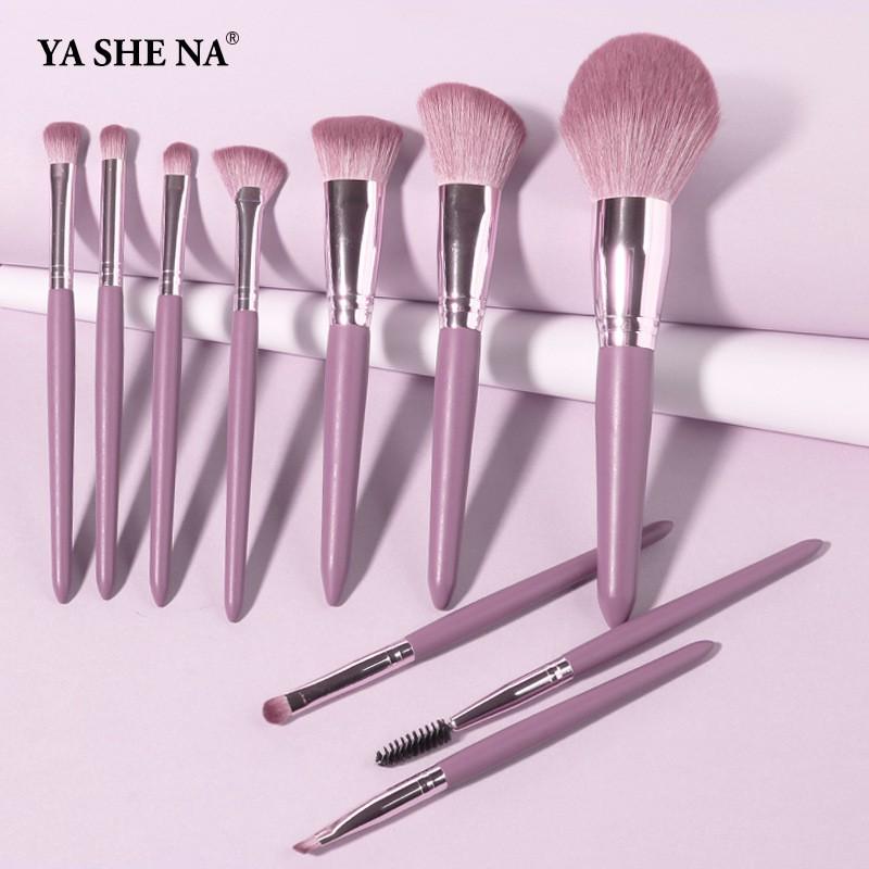 10-Piece Wooden Handle Makeup Brush Set With Soft Synthetic Bristles Face Eyes Professional Cosmetic Tools