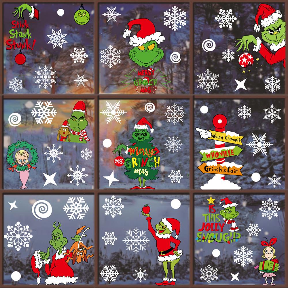

9 Sheet Christmas Window Double-Side Stickers for Home School Office Decoration