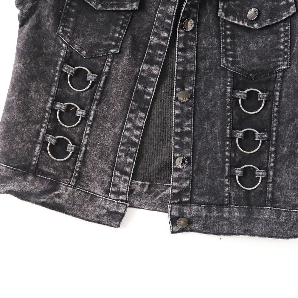 Módní Džínová vesta Žena Jaro Podzim Divoké topy bez rukávů Krátká bunda Ženy Jean Vesta Bílá Černá Chaleco Mujer