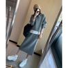 Plus Size Women Autumn Casual Fashion Two Piece Set Hooded Sweatshirt and Skirt Outfit for Plus Size Ladies (200-300 lbs)