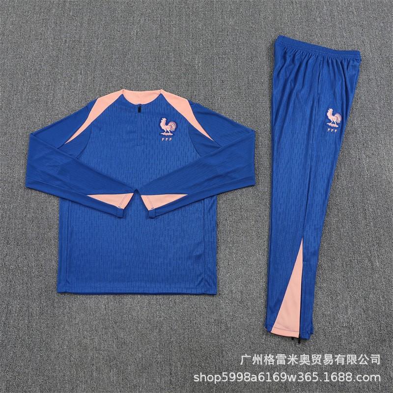 2026 France National Team Half-Zip Long Sleeve Training Jersey Men Women Winter Football Warm-Up Top