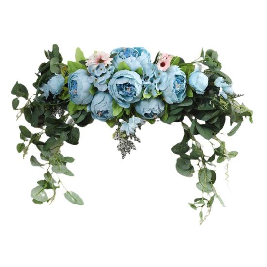 Artificial Peony Flower Swag with Green Leaves Wedding Party Arch Flower Welcome Sign Decorative Floral Swag Door Lintel Wall Window Decor