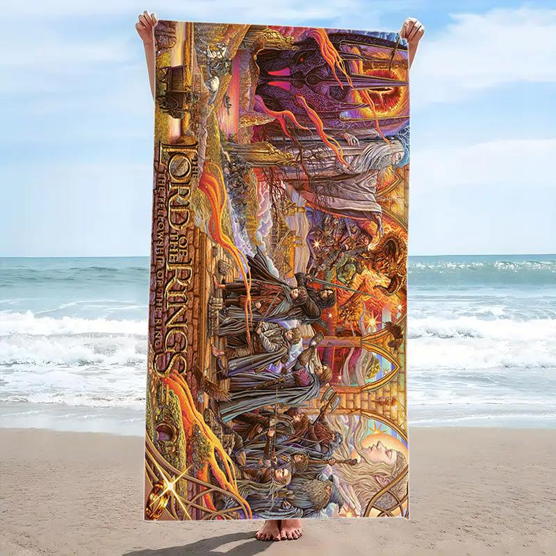 Lord Rings Print Beach Towel, Large Soft Quick Dry Towel for Beach Camping Swimming