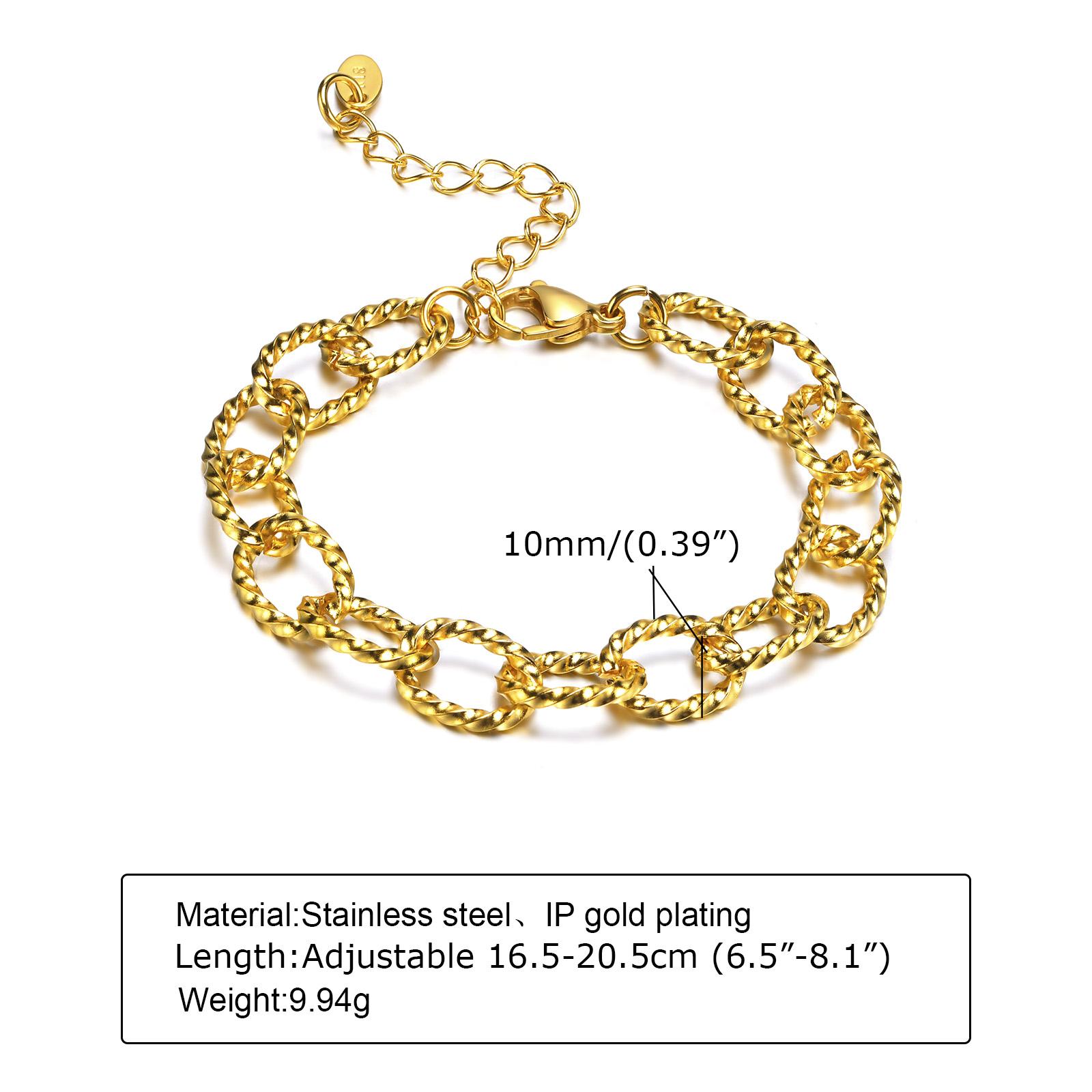 

Women s Twisted Ring-connected Toggle-clasps Bracelet,Stainless Steel 18K Gold Plated Rolo Chain Bracelets,OT Lock Jewelry Gifts