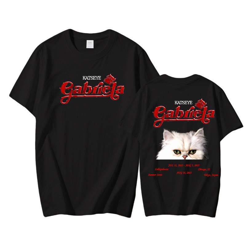 Katseye Gabriela 2025 NEW T-shirt Short Sleeve High Quality 100%Cotton Tshirts Hip Hop Printing T Shirt Gothic Streetwear