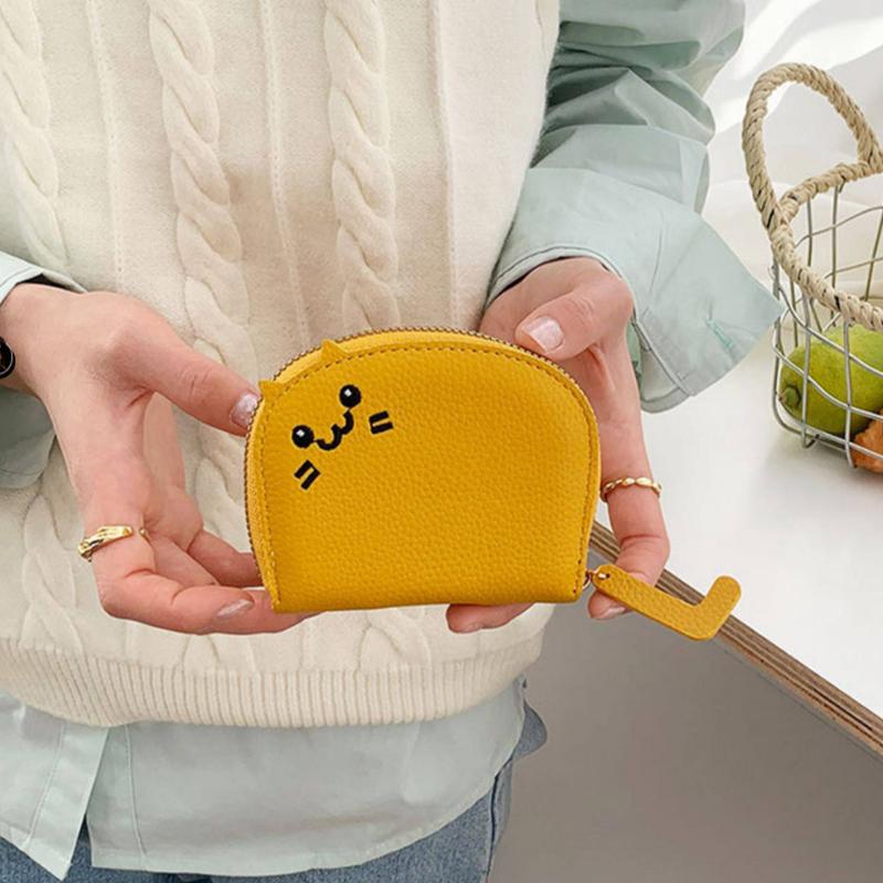 Cartoon Cat Card Holder Wallet For Women Girls Pu Leather Bank Credit Card Coin Purse Portable Mini Zipper Coin Purse Gifts