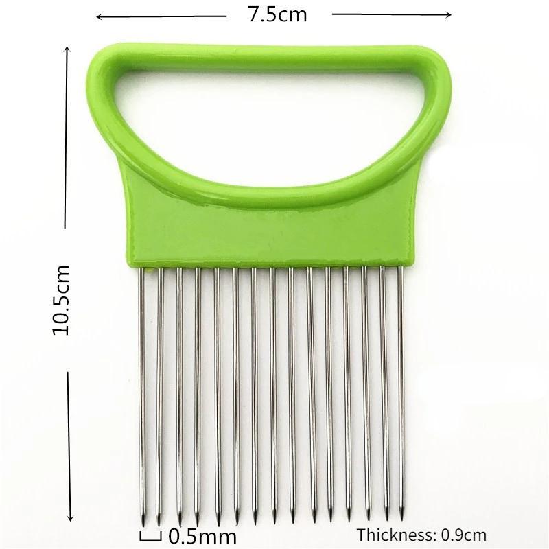 Stainless Steel Onion Needle Fork Pine Meat Needle Vegetable Fruit Slicer Tomato Cutter Cutting Holder Kitchen Accessorie Tool