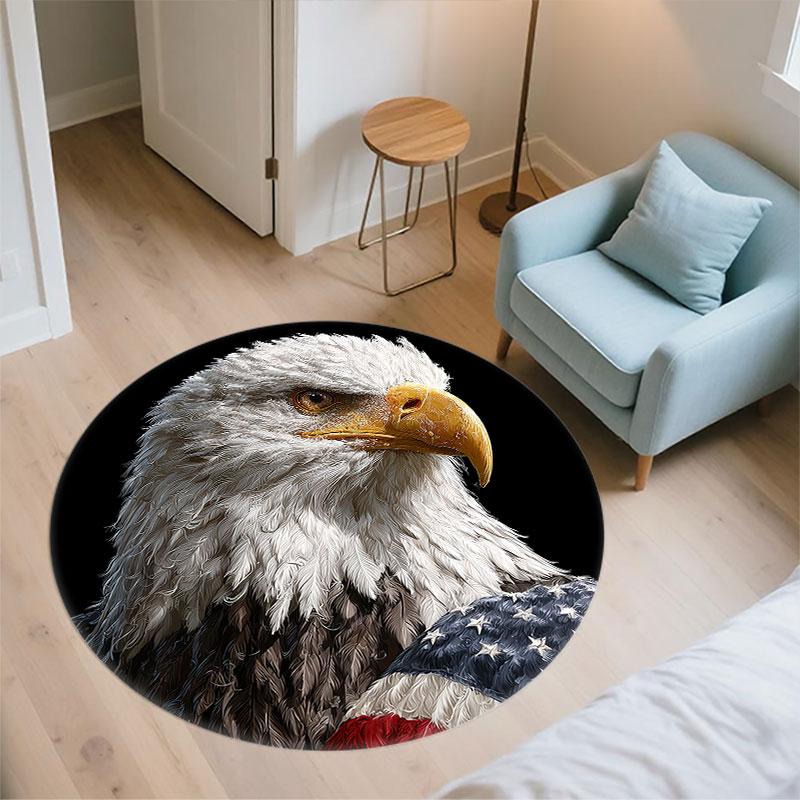 Eagle pattern round rug,Carpet Rug for Living Room Bedroom Playroom ,Non-slip Floor Mat,Holiday Gifts and Birthday Gifts.