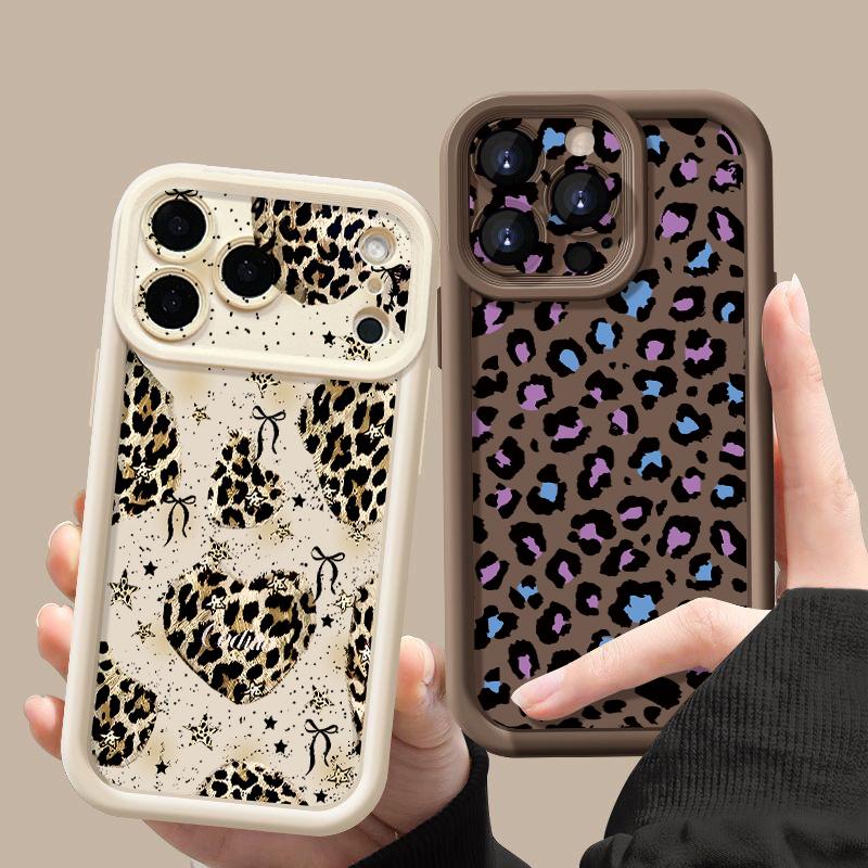 Creative Leopard Print Case For iPhone 17 Pro Max Shockproof Bumper Soft Cover For iPhone 16 15 14 13 Pro Max 16E 17E