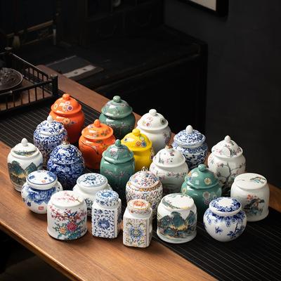Retro blau-weiß versiegelt keramik teekanne lagerung topf haushalt keramik lagerung kleine teekanne hause dekoration keramik topf