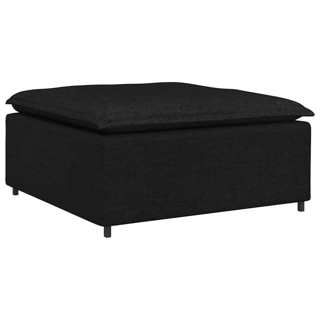 Modular Sofa with Ottoman Cushions Fabric Black