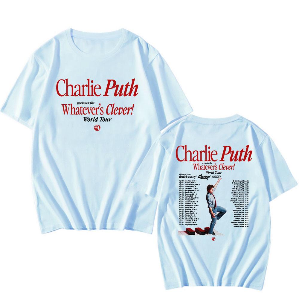 Whatever's Clever! World Tour 2026 T-shirt Charlie Puth Singer Graphic Tshirts Design Printing Merch Tees Summer Men/Women Shirt