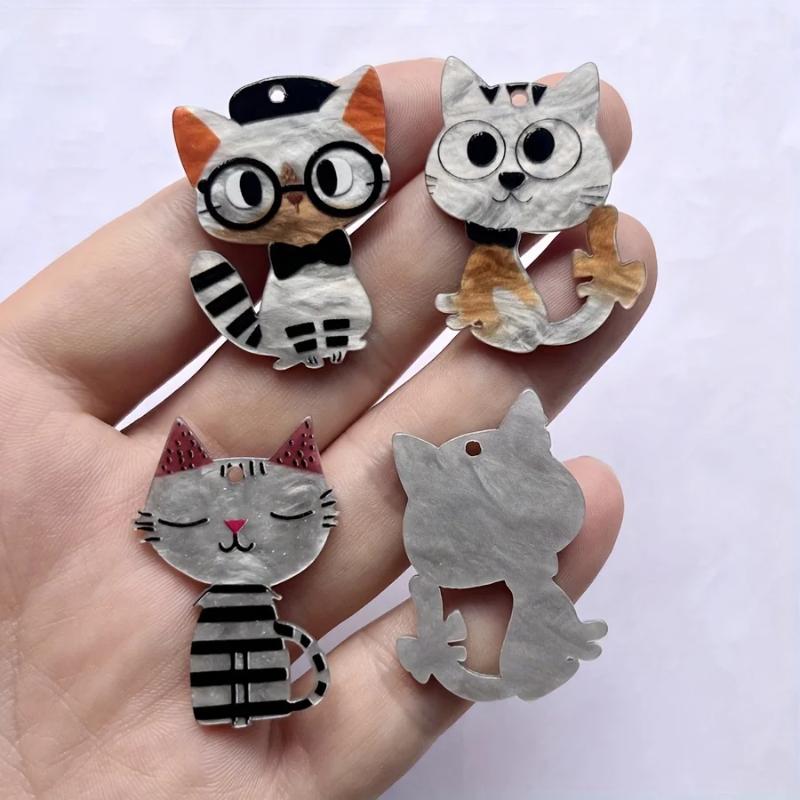 6 pieces mix kawaii  cute cat flat embellish diy jewelry necklace embellish Pendant hair accessories