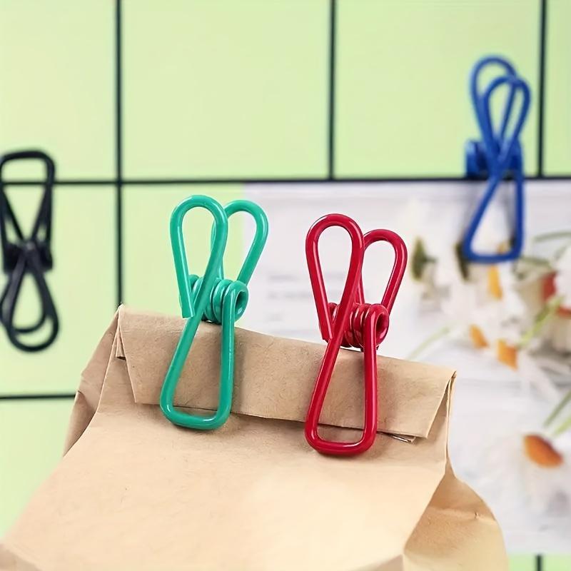 10pcs Colored Metal Clips, Utility PVC-Coated Clips, Bag Clips, Food Packages Clips, Food Sealing Clips
