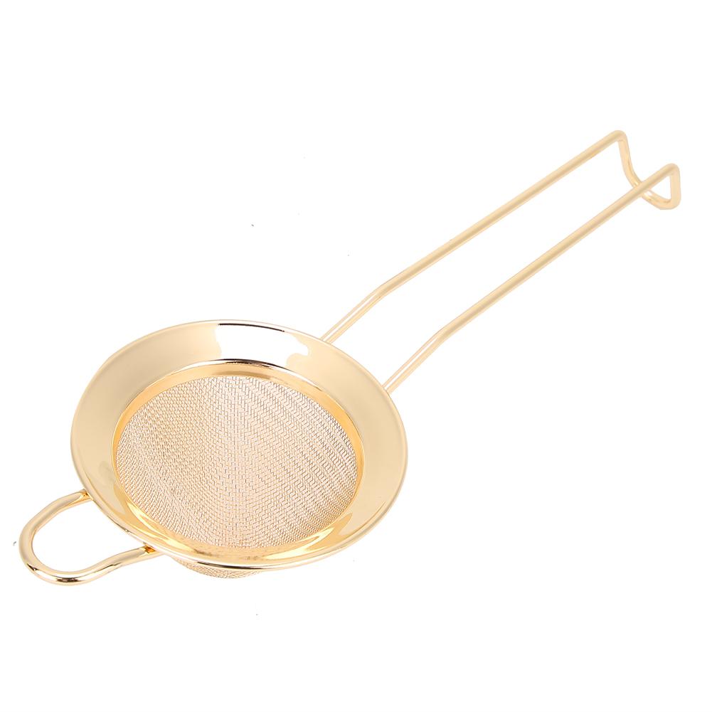 Stainless Steel Cone Shape Cake Powder Filter Cocktail Mesh Strainer Bar AccessoriesGold