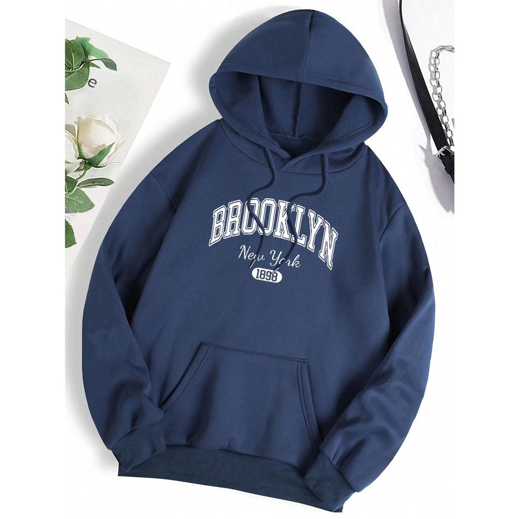 Brooklyn New York 1898 Stadt Buchstaben Herren Damen Sweatshirt Mode Rundhals Kapuzenpullover Kleidung Lässig Paar Kapuzenpulli