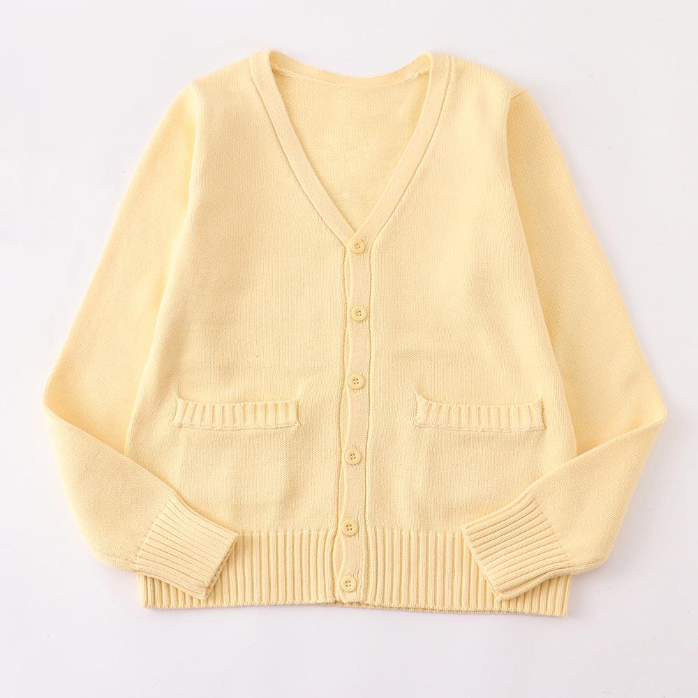 Japanese V-Neck Long Sleeve JK Uniform Cardigan - 7-Needle Thickened Sweater for Spring/Autumn