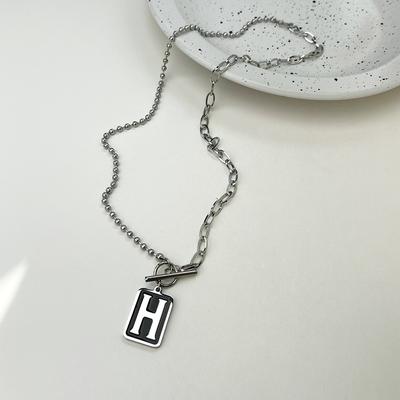 New Square Brand Titanium Steel Letter Sweater Chain Women's Autumn and Winter Long Necklace Niche Design High-end Neck Chain Jewelry