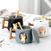 Cute Cartoon Animal Shiba Inu kubek ceramiczny kreatywnych mężczyzn i kobiet para z łyżeczką w pokrywce filiżanka kawy z wodą pitną