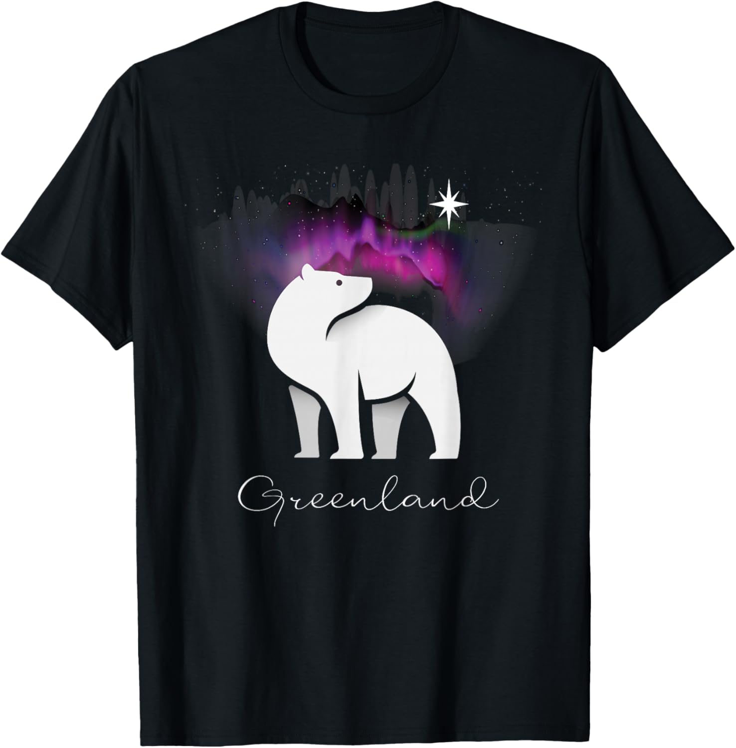 Greenland Northern Lights Arctic Polar Bear Souvenir T-Shirt S разноцветный