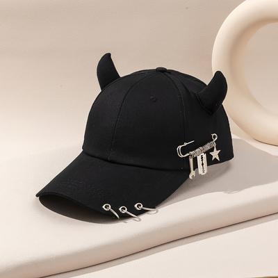 Horn Accent Streetwear Cap - Trendy Unisex Hip Hop Baseball Hat for Couples - Durable, Comfortable, Perfect Outdoor Style