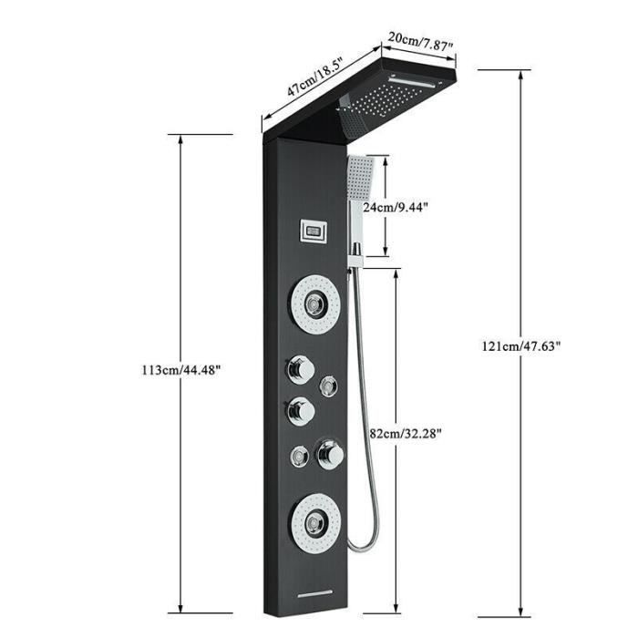 Colonna Doccia Multifunzione alta qualità con display Nero
