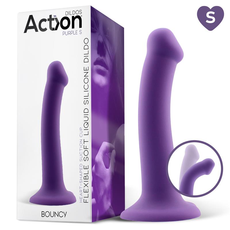 Bouncy Dildo Liquid Silicone Hyper Flexible 6.5 - 16.5 Cm Size S Purple