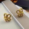 1 Pair Stud Earrings Twist Design Copper Ear Studs Simple Style Everyday Wear Earrings Versatile Fashion Accessory