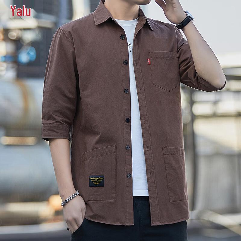 Yalu Men s 100% Cotton Casual Workwear Shirt L