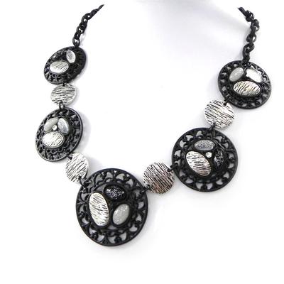 [H9049] - Designer Halskette 'Carmen' grau schwarz