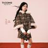 Tao Town Plaid Woolen Girls' Overcoat & Midi Skirt Set - Autumn/Winter Festive Outfit