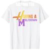 T-shirt 'Having A Meltdown' Blague Rétro Lettres Y2k Imprimées Citation T-shirt Cadeau Original Manches Courtes Vêtements Streetwear